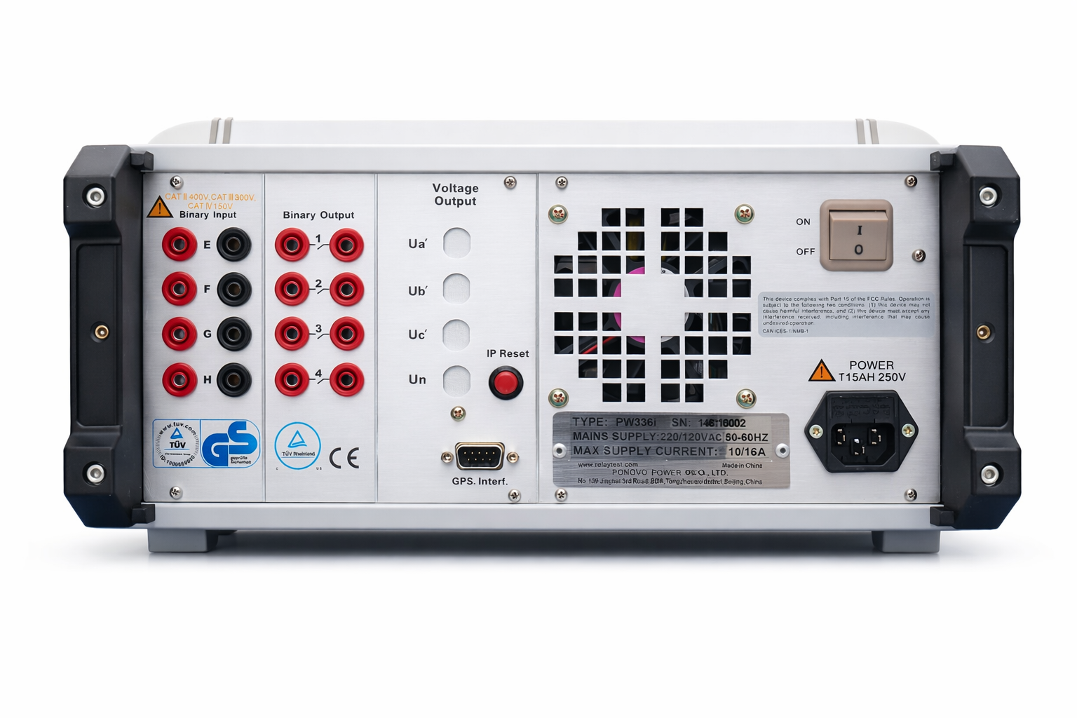 ponovo pw336i 보호계전기 시험기 후면 패널