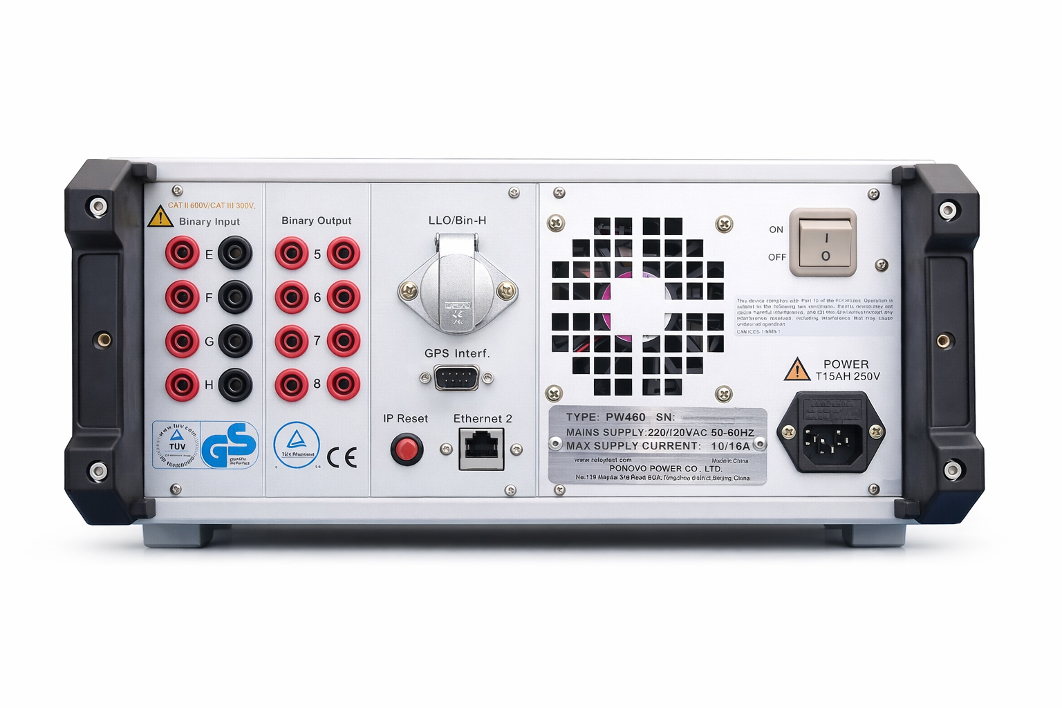 ponovo pw460 보호계전기 시험기 후면 패널