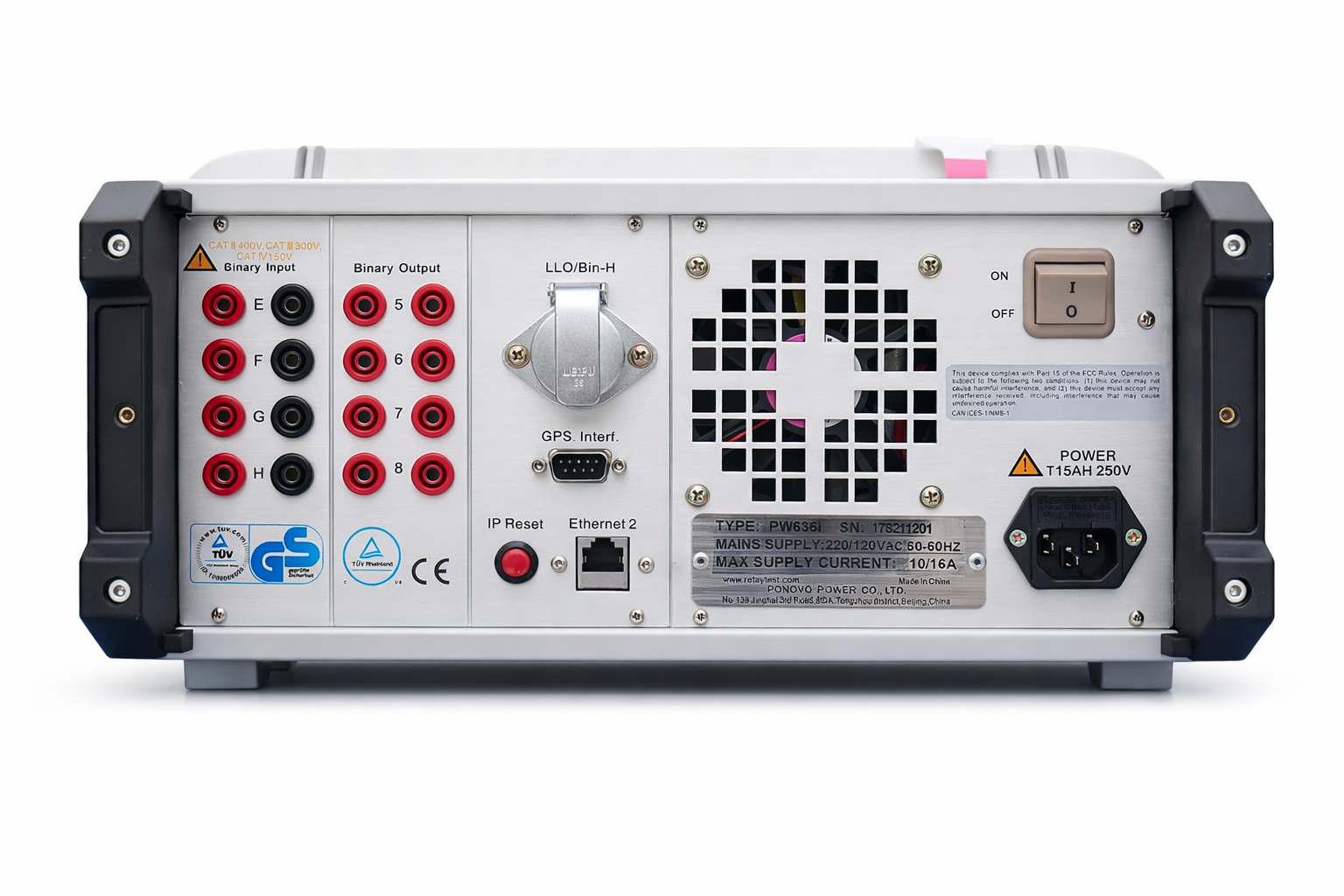 ponovo pw636i 보호계전기 시험기 후면 인터페이스