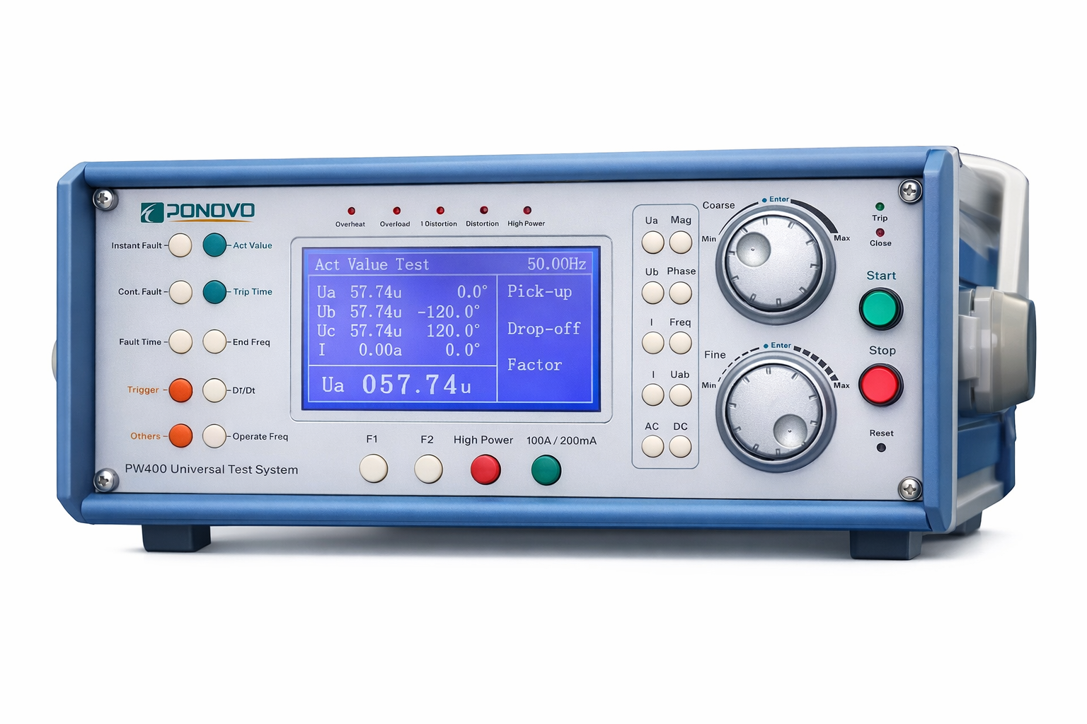 ponovo s100a 보호 계전기 시험 장비 좌측면
